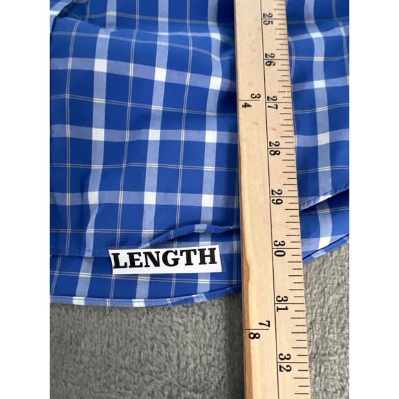 L.L. BEAN  Plaid Blue White Wrinkle & Stain Resistant Button Down Shirt Sz L - Picture 6 of 7